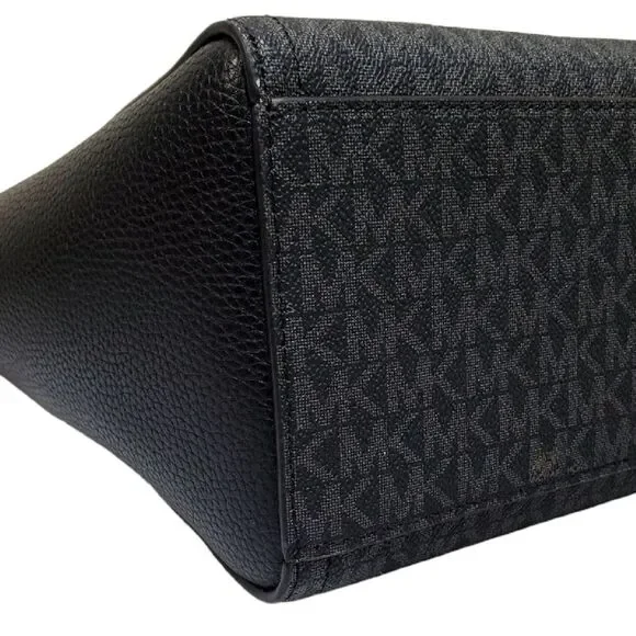 MICHAEL KORS Signature Tote Bag – Black/Charcoal MK Logo, Gold Hardware - Picture 6 of 10